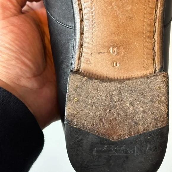 Salvatore Ferragamo Black Leather Tassel Loafers
